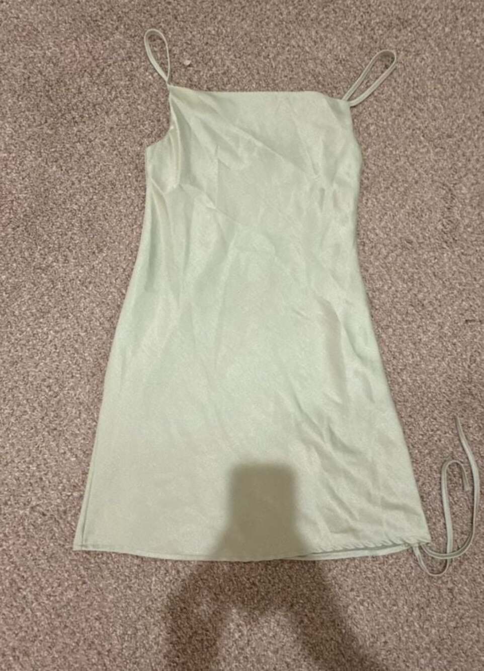 INDEFEIR Sage Green Satin Mini Slip Dress